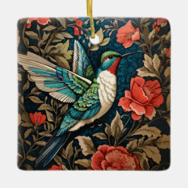 Elegant Flying Hummingbird William Morris Inspirie Keramikornament