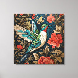 Elegant Flying Hummingbird William Morris Inspirie Leinwanddruck