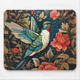 Elegant Flying Hummingbird William Morris Inspirie Mousepad