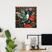 Elegant Flying Hummingbird William Morris Inspirie Poster (Heimbüro)