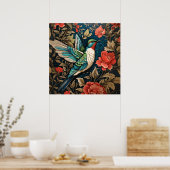 Elegant Flying Hummingbird William Morris Inspirie Poster (Küche)