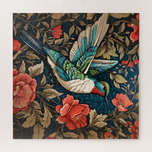 Elegant Flying Hummingbird William Morris Inspirie Puzzle (Horizontal)