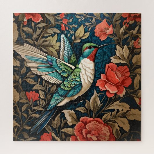 Elegant Flying Hummingbird William Morris Inspirie Puzzle (Vertikal)