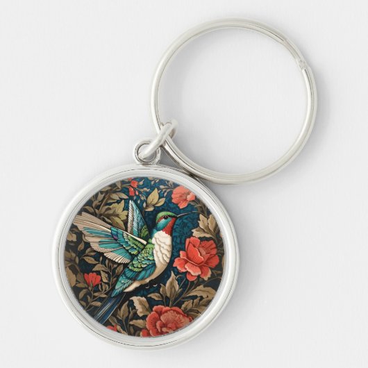 Elegant Flying Hummingbird William Morris Inspirie Schlüsselanhänger (Vorne)