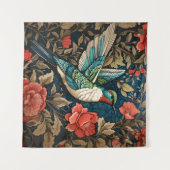 Elegant Flying Hummingbird William Morris Inspirie Wandteppich (Vorderseite (Horizontal))