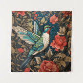 Elegant Flying Hummingbird William Morris Inspirie Wandteppich (Vorderseite)
