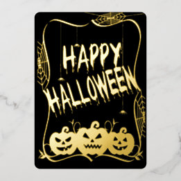 Elegant Foil Happy Halloween Kürbislaternen Folien Feiertagskarte