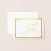 Elegant Foil Wedding Table Number Tent - FIVE (Rückseite mit Umschlag)