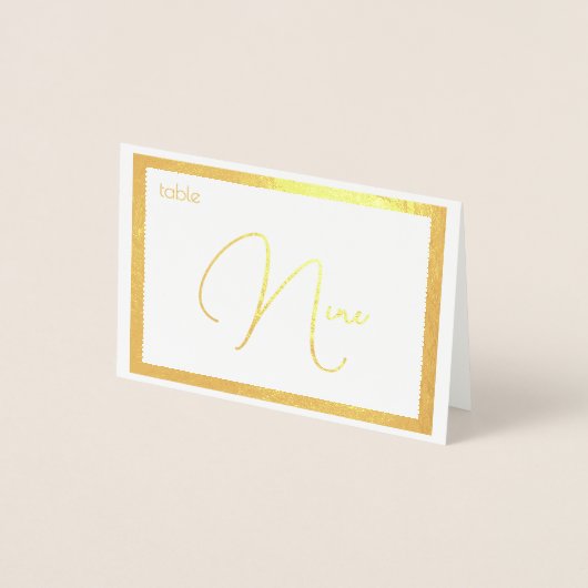 Elegant Foil Wedding Table Number Tent - NINE (Vorderseite)