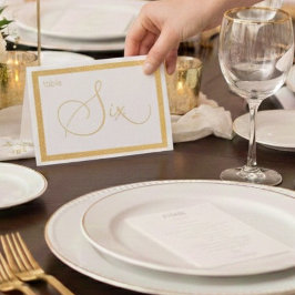 Elegant Foil Wedding Table Number Tent - SEVEN