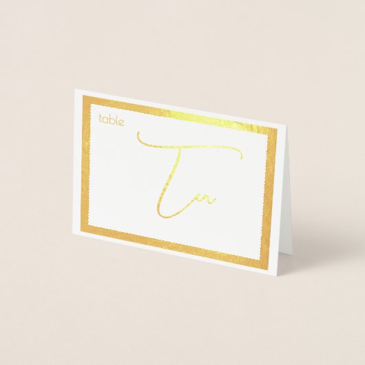 Elegant Foil Wedding Table Number Tent - TEN (Vorderseite)