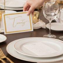 Elegant Foil Wedding Table Number Tent - TWENTY