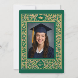 Elegant Foliage & Floral Border Graduation Einladung