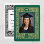 Elegant Foliage & Floral Border Graduation Einladung (Vorne/Hinten)