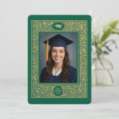 Elegant Foliage & Floral Border Graduation Einladung (Stehend Vorderseite)