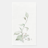 Elegant Foliage Gray Monogram Guest Handtücher Serviette (Vorderseite)