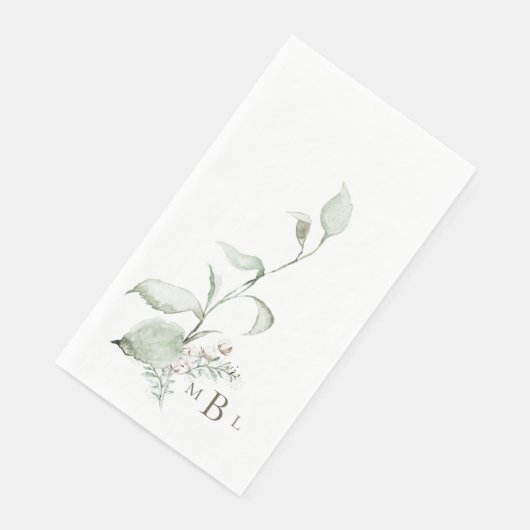 Elegant Foliage Gray Monogram Guest Handtücher Serviette (Ecke)