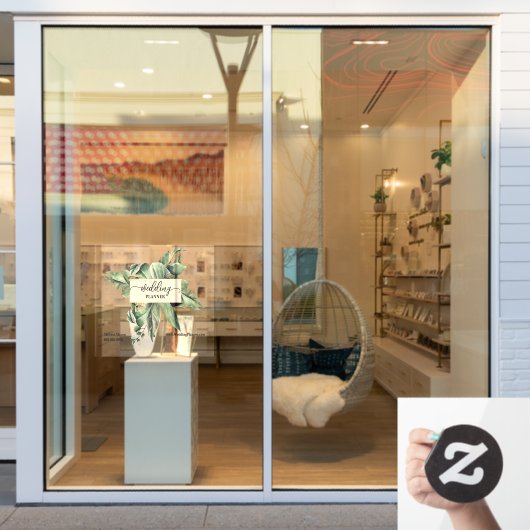 Elegant Foliage Greenerity Wedding Planner Fensteraufkleber (Schaufenster)