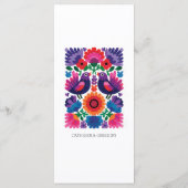 Elegant Folk Birds and Flowers Wedding Pattern Menükarte (Rückseite)