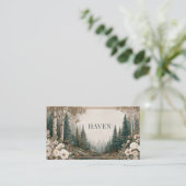 Elegant Forest Gold Frame Pine Birch Floral Visitenkarte (Stehend Vorderseite)
