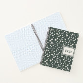Elegant Forest Green Lunaria Monogram Hardcover Notizblock (Innenseite)