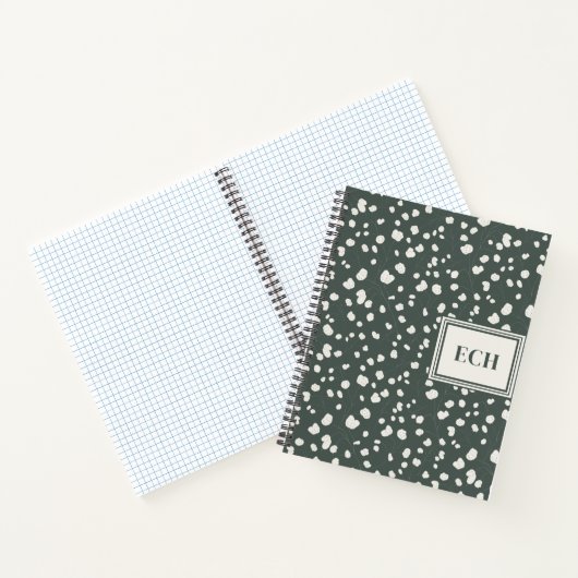 Elegant Forest Green Lunaria Monogram Hardcover Notizblock (Innenseite)