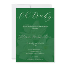 Elegant Forest Green Oh Baby Shower Invitation