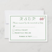 Elegant Forest Green Two Hearts Catholic Wedding  RSVP Karte (Vorderseite)