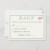 Elegant Forest Green Two Hearts Catholic Wedding RSVP Karte (Vorderseite)