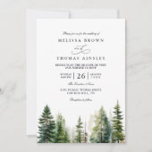 Elegant forest minimalist pine qr code wedding einladung (Vorderseite)