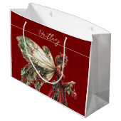 Elegant Forestcore Christmas Fairy Große Geschenktüte (Rückseite Schrägansicht)