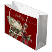 Elegant Forestcore Christmas Fairy Große Geschenktüte (Vorderseite Schrägansicht)