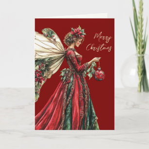 Elegant Forestcore Holiday Fairy Dankeskarte