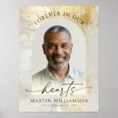 Elegant Forever Hearts Photo Script Gold Funeral Poster (Vorne)