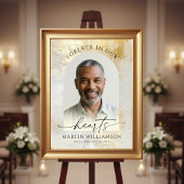 Elegant Forever Hearts Photo Script Gold Funeral Poster