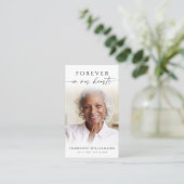 Elegant Forever in Our Hearts Photo Prayer Card Visitenkarte (Stehend Vorderseite)