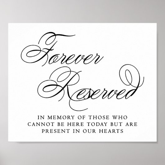 Elegant Forever Reserviert Schwarzes Skript | Memo Poster (Vorne)
