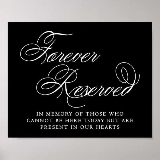 Elegant Forever reserviert White Script | Memorial Poster (Vorne)