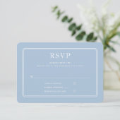 Elegant Formal Blue Wedding RSVP Karte (Stehend Vorderseite)