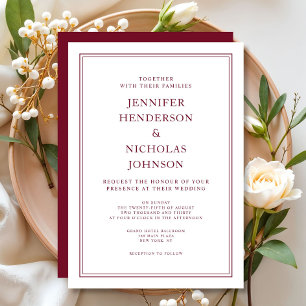 Elegant Formal Burgundy Red Wedding Einladung