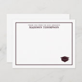 Elegant Formal Burgundy Script Graduation Cap Mitteilungskarte (Vorne/Hinten)