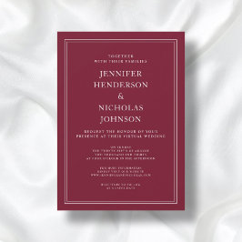 Elegant Formal Burgundy Virtual Wedding Einladung