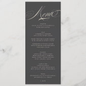 Elegant Formal Calligraphy Charcoal Beige Wedding Menükarte (Vorderseite)