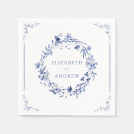 Elegant Formal Calligraphy Floral Wreath Wedding Serviette