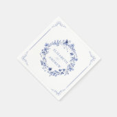 Elegant Formal Calligraphy Floral Wreath Wedding Serviette (Ecke)