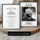 Elegant Formal Celebration of Life / Funeral Einladung