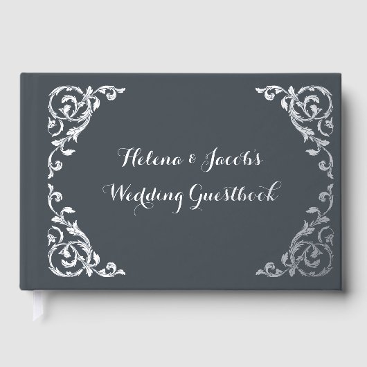 Elegant Formal Charcoal Gray Wedding Gästebuch (Vorderseite)