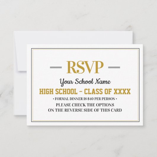 Elegant Formal Class Wiedersehen RSVP Karte (Vorderseite)
