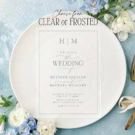 Elegant Formal Dusty Blue Calligraphy Wedding Acryleinladungen
