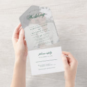 Elegant Formal Emerald Green Script Foto Wedding All In One Einladung (Abreißen)